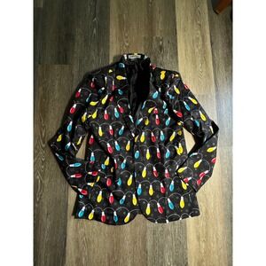 OffStream Christmas Light Blazer Mens Medium Black Holiday Party Jacket
